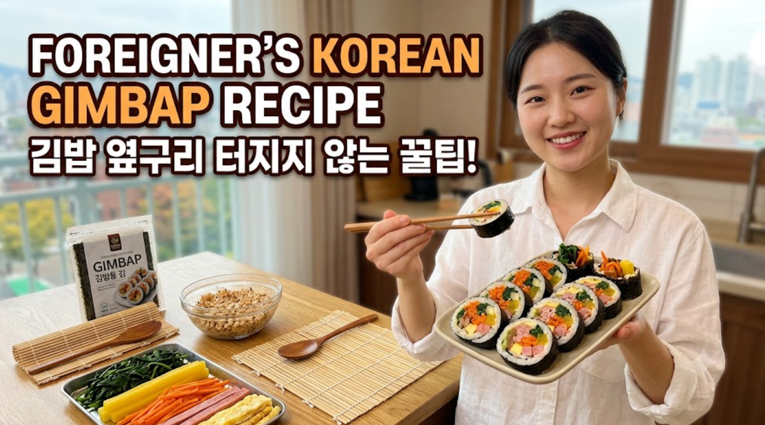 여러가지 채소가 밥과함께 어우러진 김밥 이미지