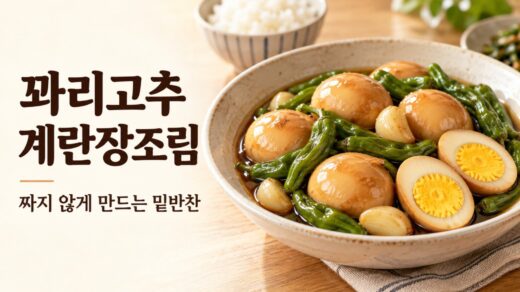 매콤한 꽈리고추와 함께 간장에 졸인 계란 장조림 이미지